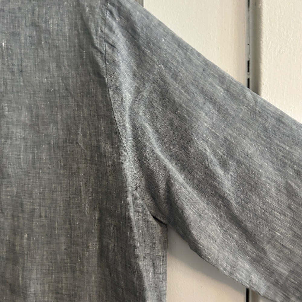 Eileen Fisher Light Gray Button-Up Tunic 100% Organic Linen Women’s Small - Picture 9 of 13